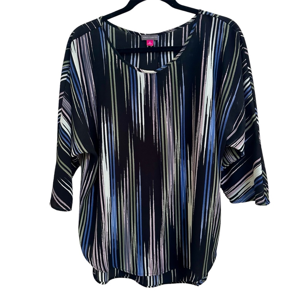 Vince Camuto Womens Medium Multicolor Stripe Sleeve Lightweight Flowy